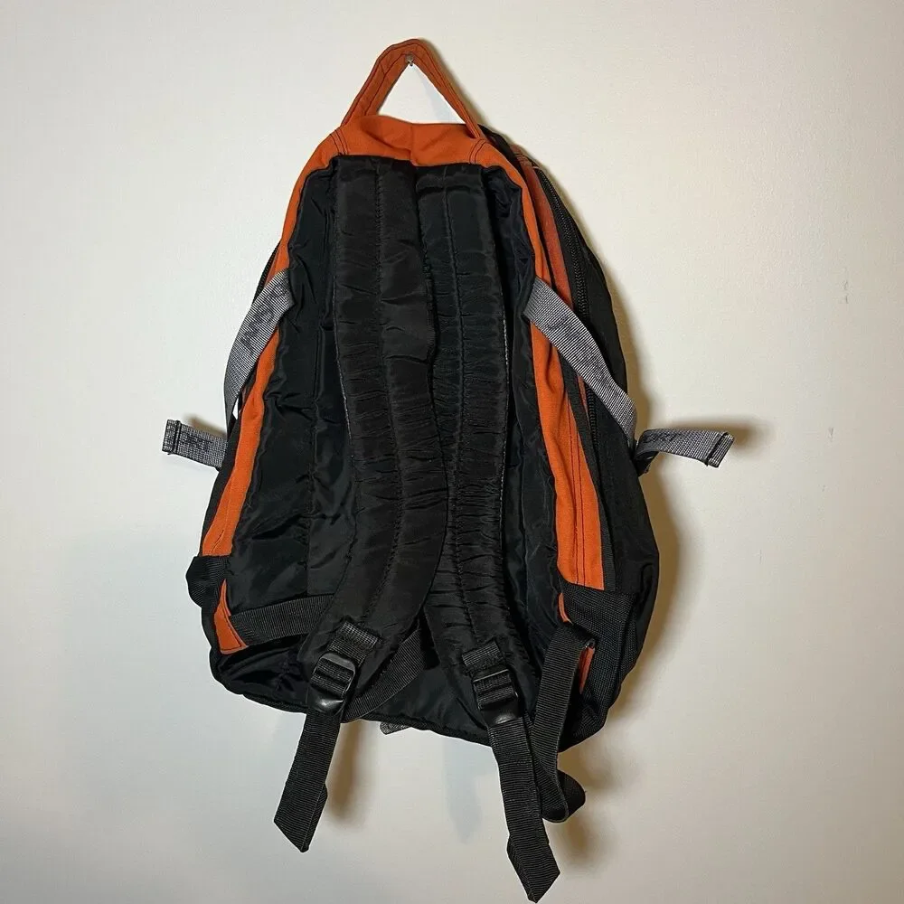 Vintage JanSport Backpack Orange Black Gray Trail Hiking Multi Pocket 90s Bag